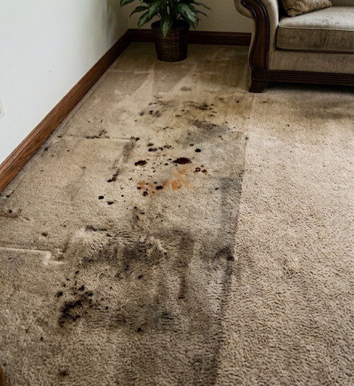 Carpet deep clean, before