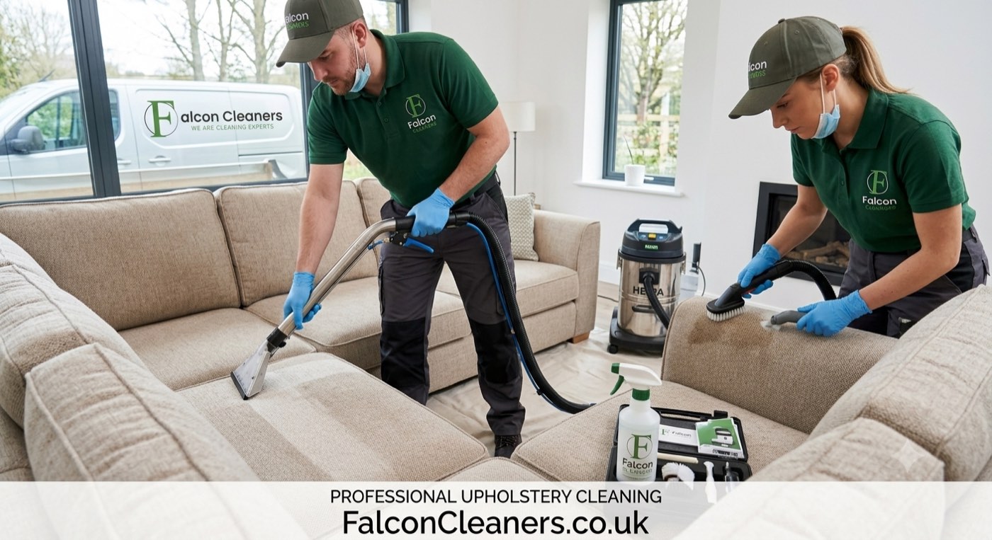 Falcon Cleaners team professionally cleaning upholstery